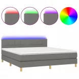 sötétszürke szövet rugós és LED-es ágy matraccal 180 x 200 cm
