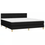 fekete szövet rugós és LED-es ágy matraccal 180 x 200 cm