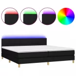 fekete szövet rugós és LED-es ágy matraccal 200x200 cm