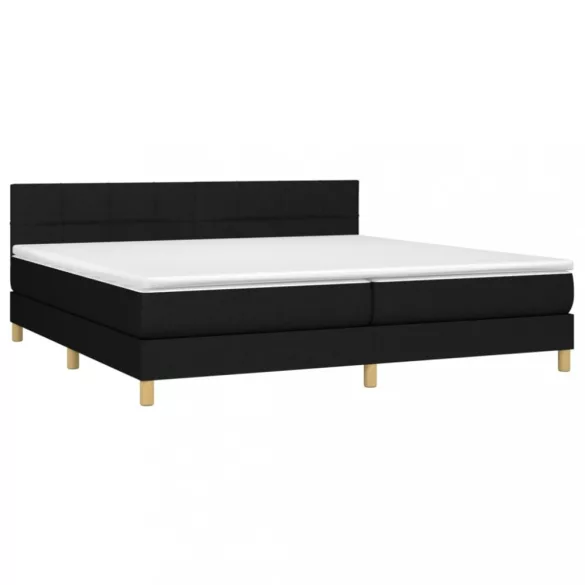 fekete szövet rugós és LED-es ágy matraccal 200x200 cm