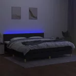 fekete szövet rugós és LED-es ágy matraccal 200x200 cm