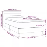 sötétszürke szövet rugós és LED-es ágy matraccal 80 x 200 cm