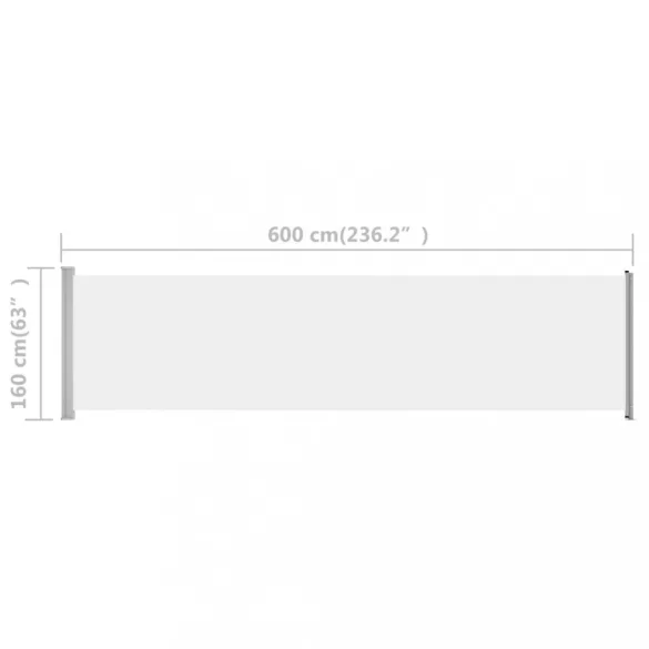 krémszínű kihúzható oldalsó terasz-napellenző 600 x 160 cm