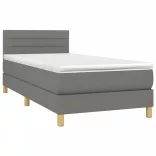 sötétszürke szövet rugós és LED-es ágy matraccal 100x200 cm