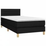 fekete szövet rugós és LED-es ágy matraccal 100x200 cm