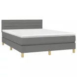 sötétszürke szövet rugós és LED-es ágy matraccal 140x190 cm