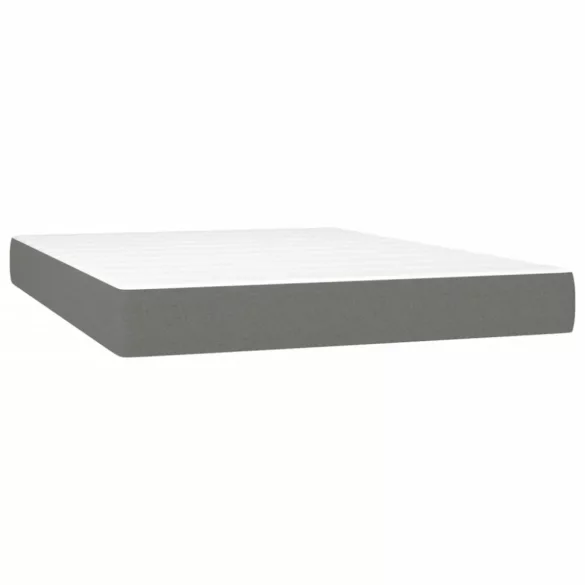 sötétszürke szövet rugós és LED-es ágy matraccal 140x190 cm