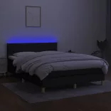 fekete szövet rugós és LED-es ágy matraccal 140x190 cm