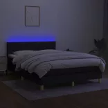 fekete szövet rugós és LED-es ágy matraccal 140x200 cm