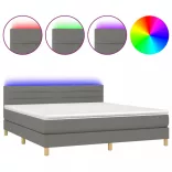 sötétszürke szövet rugós és LED-es ágy matraccal 160x200 cm