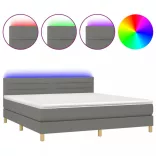 sötétszürke szövet rugós és LED-es ágy matraccal 180 x 200 cm