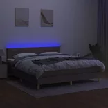 tópszínű szövet rugós és LED-es ágy matraccal 180 x 200 cm