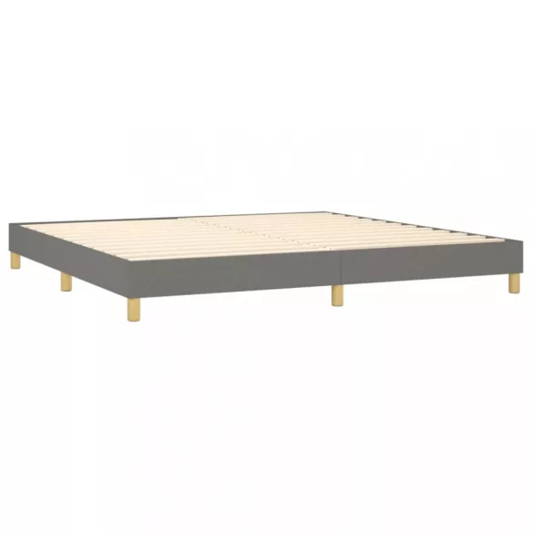 sötétszürke szövet rugós és LED-es ágy matraccal 200x200 cm