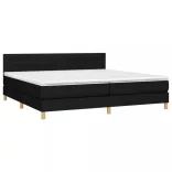 fekete szövet rugós és LED-es ágy matraccal 200x200 cm