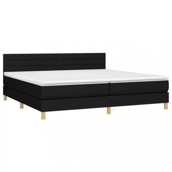 fekete szövet rugós és LED-es ágy matraccal 200x200 cm