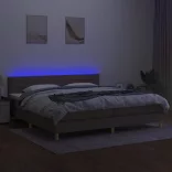 tópszínű szövet rugós és LED-es ágy matraccal 200 x 200 cm