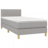 világosszürke szövet rugós és LED-es ágy matraccal 80 x 200 cm