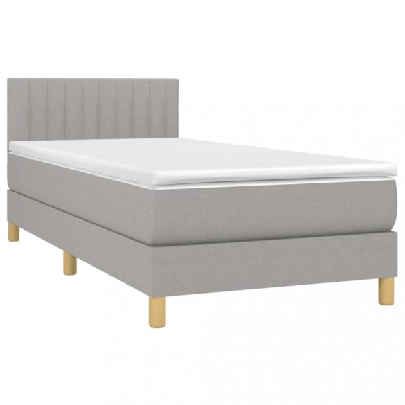világosszürke szövet rugós és LED-es ágy matraccal 90x190 cm