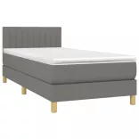 sötétszürke szövet rugós és LED-es ágy matraccal 90x200 cm