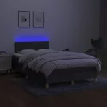 sötétszürke szövet rugós és LED-es ágy matraccal 120 x 200 cm