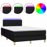 fekete szövet rugós és LED-es ágy matraccal 120 x 200 cm