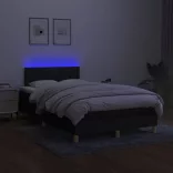 fekete szövet rugós és LED-es ágy matraccal 120 x 200 cm