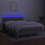 világosszürke szövet rugós és LED-es ágy matraccal 140x190 cm