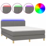 sötétszürke szövet rugós és LED-es ágy matraccal 140x190 cm