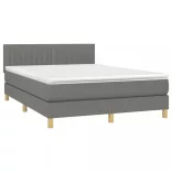 sötétszürke szövet rugós és LED-es ágy matraccal 140x190 cm