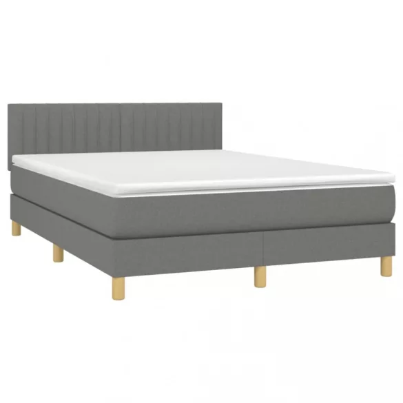 sötétszürke szövet rugós és LED-es ágy matraccal 140x190 cm