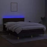 fekete szövet rugós és LED-es ágy matraccal 140x190 cm