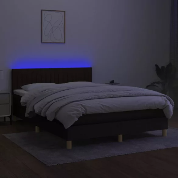fekete szövet rugós és LED-es ágy matraccal 140x190 cm