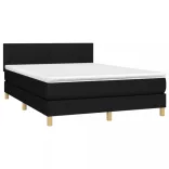 fekete szövet rugós és LED-es ágy matraccal 140x190 cm