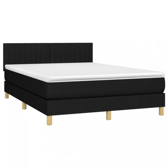 fekete szövet rugós és LED-es ágy matraccal 140x190 cm