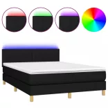 fekete szövet rugós és LED-es ágy matraccal 140x200 cm