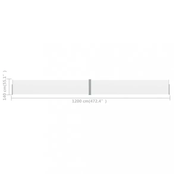 krémszínű kihúzható oldalsó terasz-napellenző 140 x 1200 cm