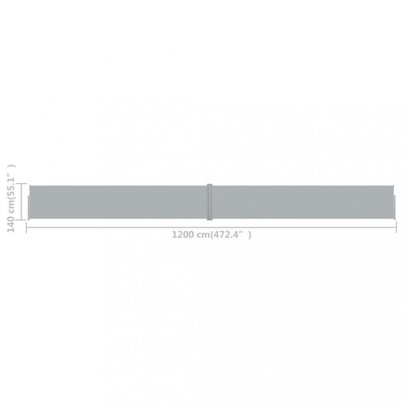 antracitszürke kihúzható oldalsó terasz-napellenző 140 x 1200 cm