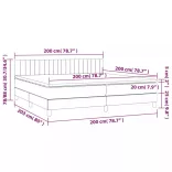 sötétszürke szövet rugós és LED-es ágy matraccal 200x200 cm
