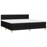 fekete szövet rugós és LED-es ágy matraccal 200x200 cm