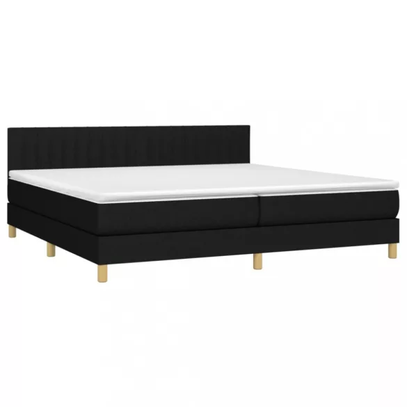 fekete szövet rugós és LED-es ágy matraccal 200x200 cm