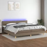 tópszínű szövet rugós és LED-es ágy matraccal 200 x 200 cm