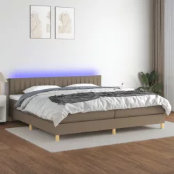   tópszínű szövet rugós és LED-es ágy matraccal 200 x 200 cm