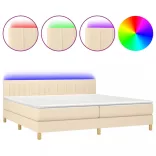 sötétszürke szövet rugós és LED-es ágy matraccal 80 x 200 cm