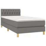 sötétszürke szövet rugós és LED-es ágy matraccal 90x190 cm