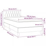fekete szövet rugós és LED-es ágy matraccal 90x190 cm