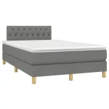 sötétszürke szövet rugós és LED-es ágy matraccal 120 x 200 cm