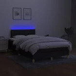 fekete szövet rugós és LED-es ágy matraccal 120 x 200 cm