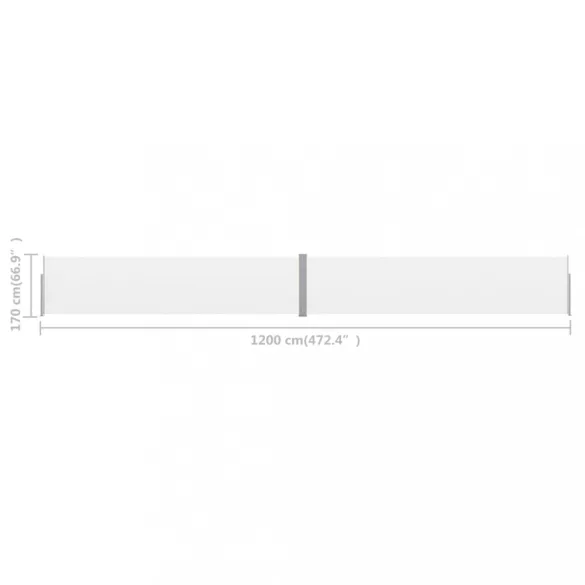 krémszínű kihúzható oldalsó terasz-napellenző 170 x 1200 cm