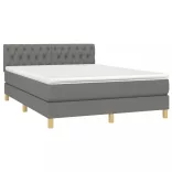 sötétszürke szövet rugós és LED-es ágy matraccal 140x190 cm
