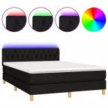 fekete szövet rugós és LED-es ágy matraccal 140x190 cm